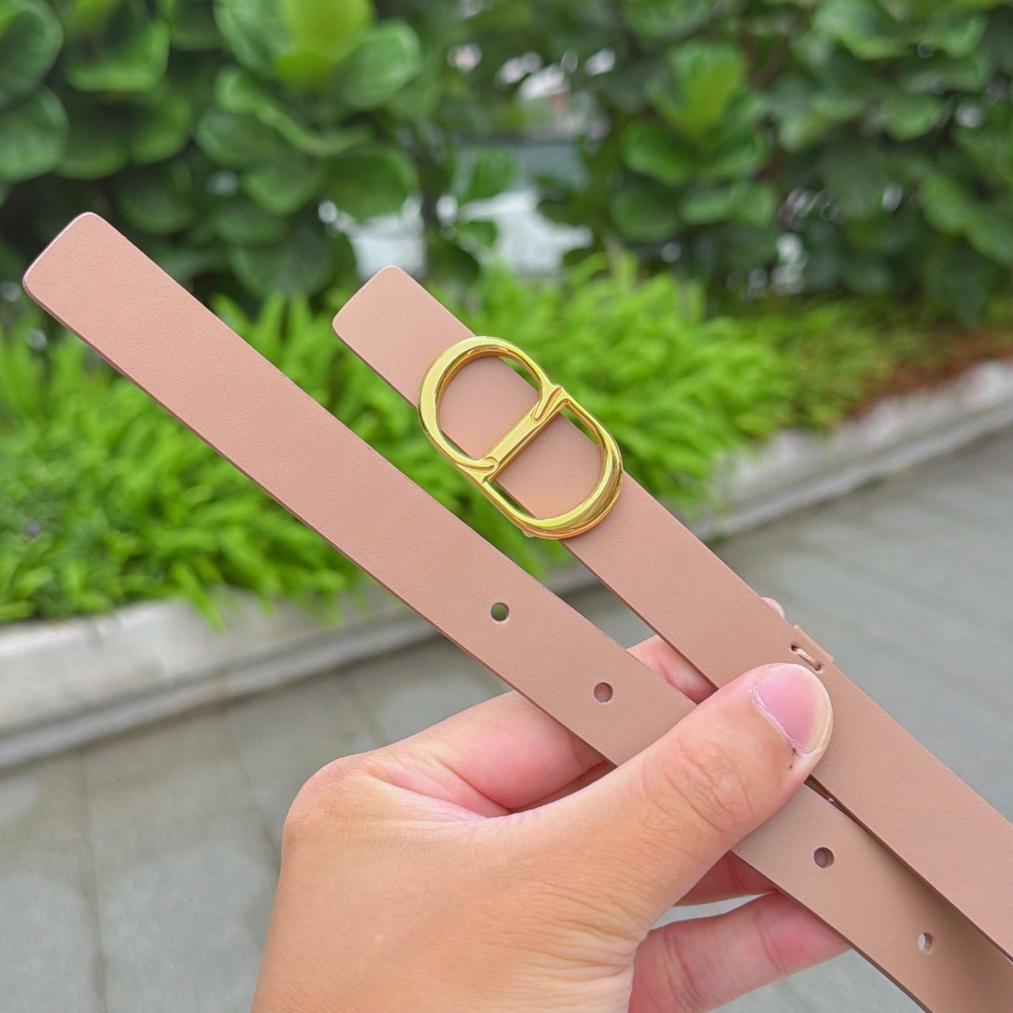 CD 2cm Icon Belt Muted Pink Gold Calfskin 203160
