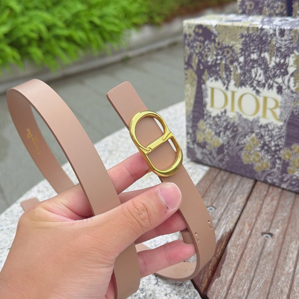 CD 2cm Icon Belt Muted Pink Gold Calfskin 203160