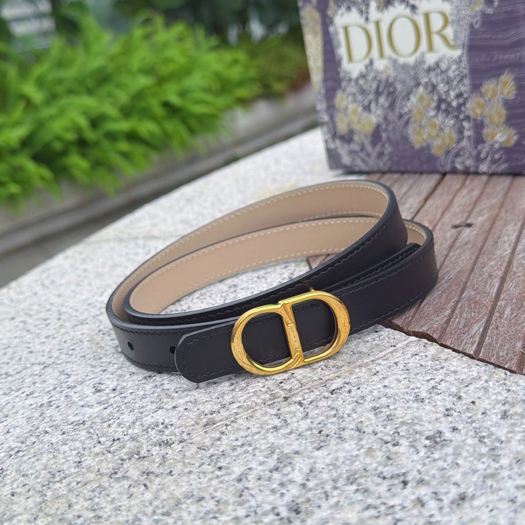 CD 2cm Icon Belt Black Khahi Gold Calfskin 203166