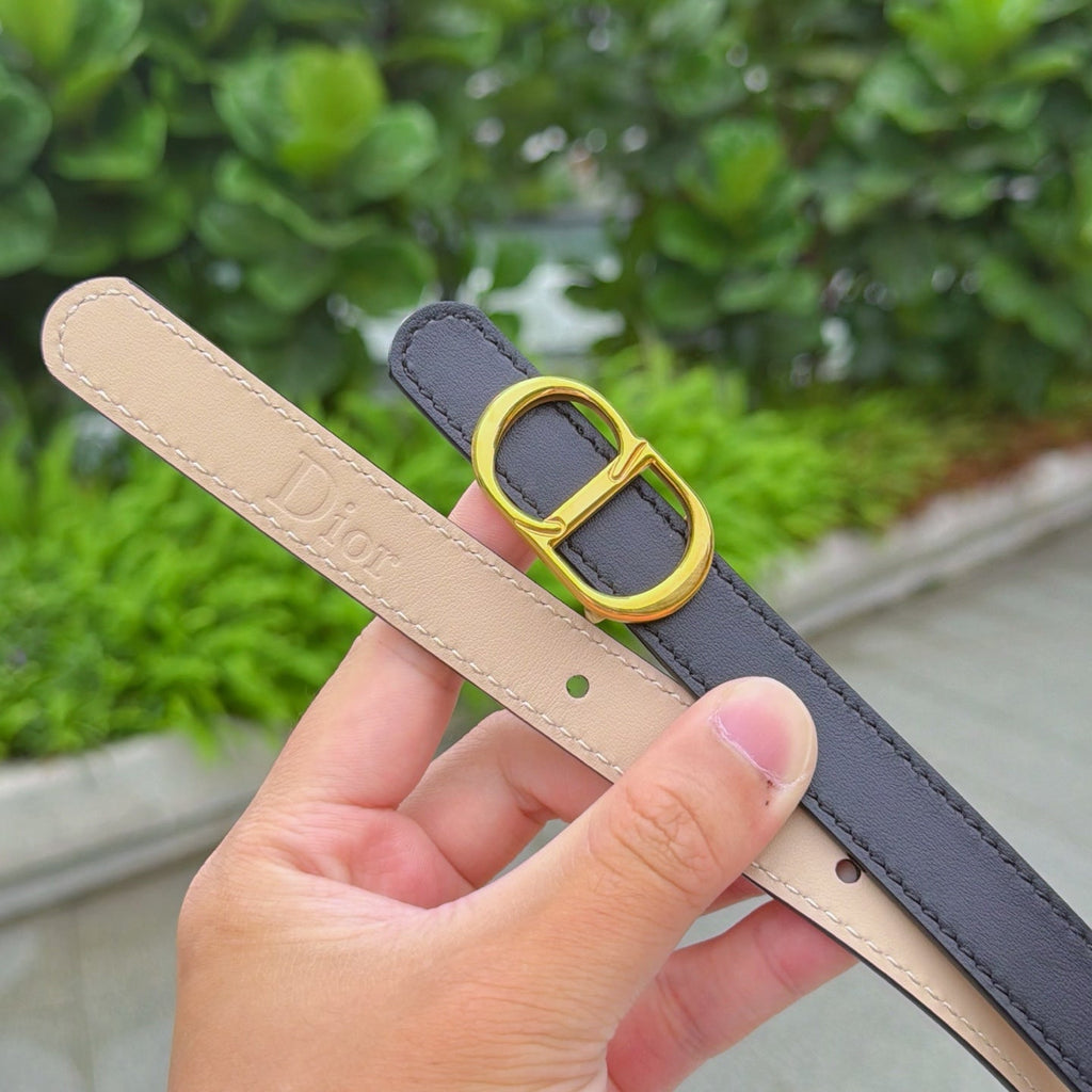 CD 2cm Icon Belt Black Khahi Gold Calfskin 203166