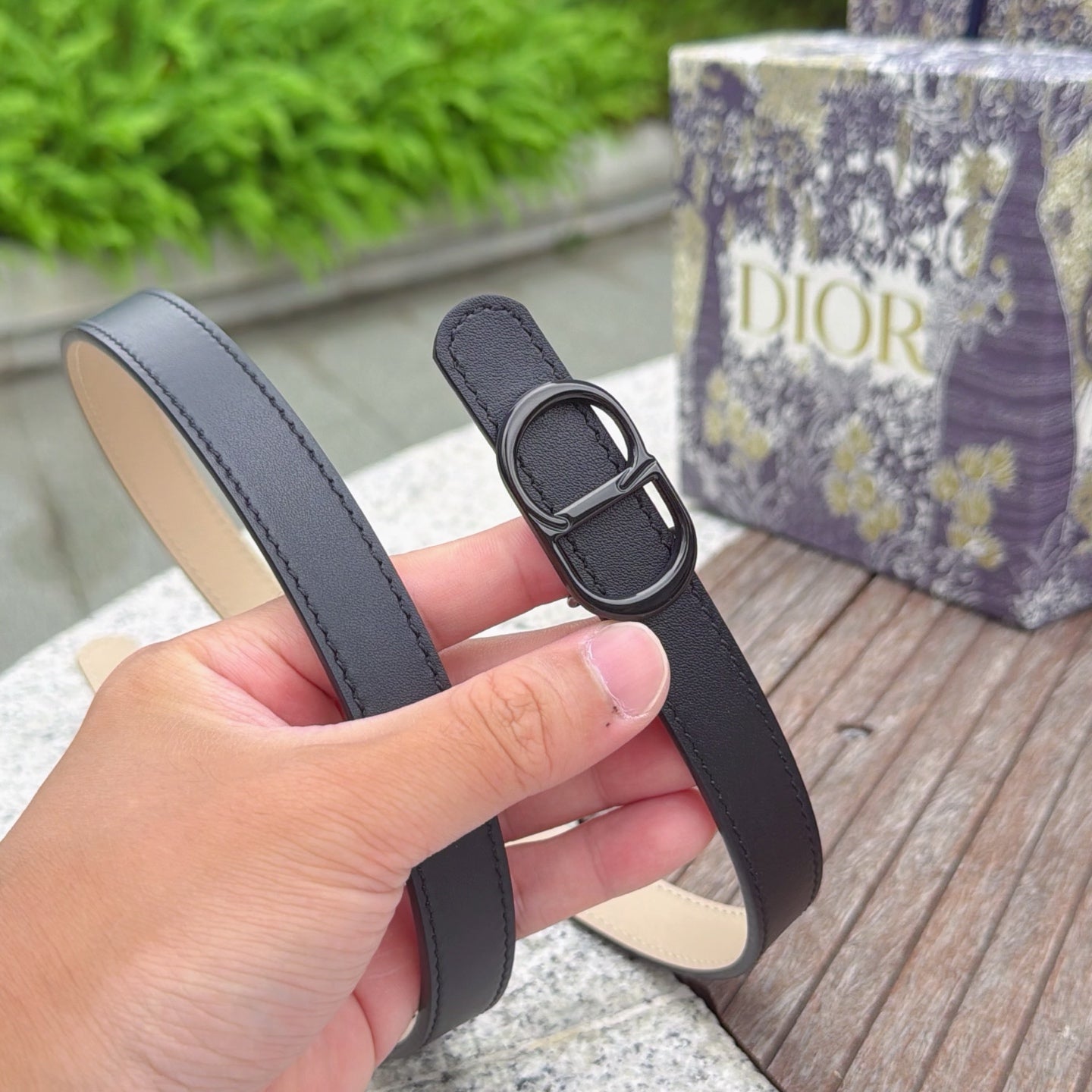CD 2cm Icon Belt Black Khahi Calfskin 203163