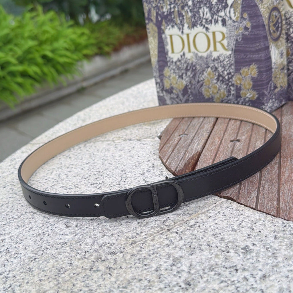CD 2cm Icon Belt Black Khahi Calfskin 203163