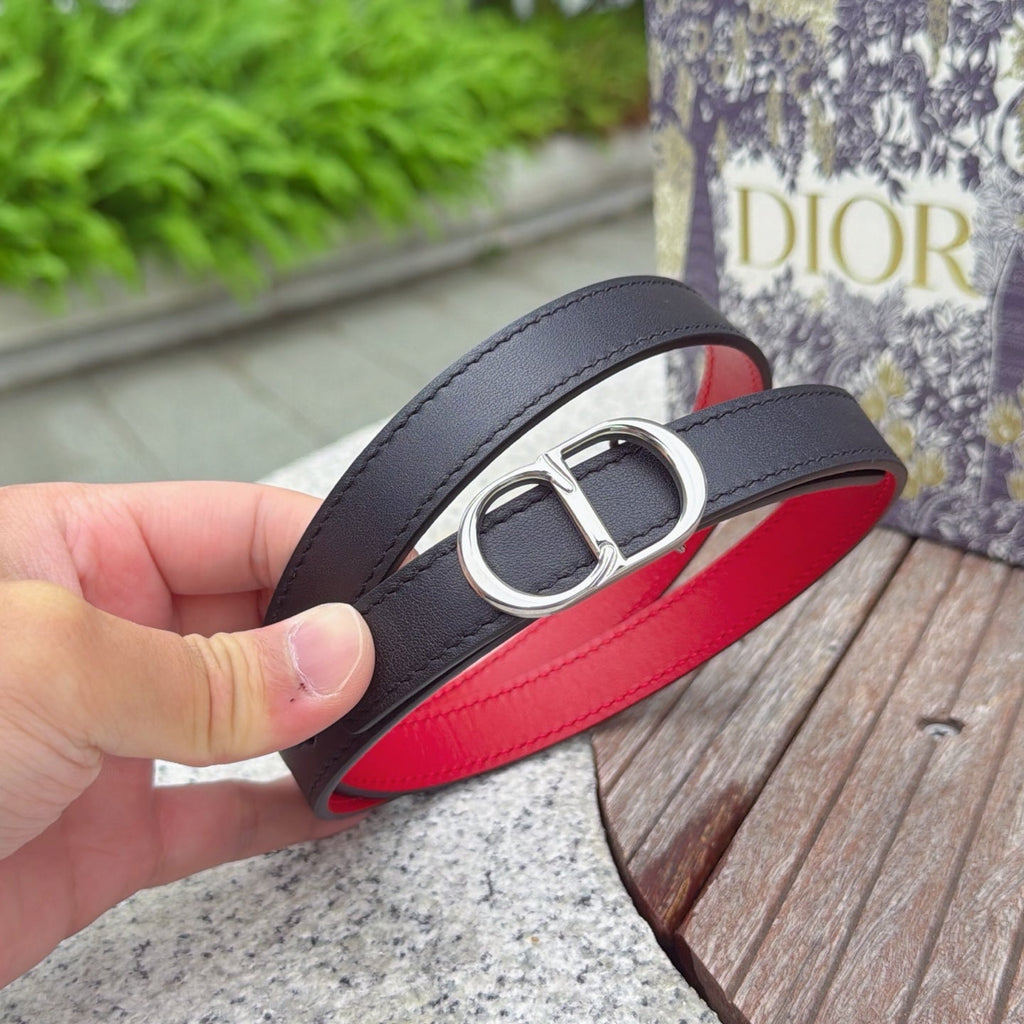 CD 2cm Icon Belt Black Sliver Calfskin 203167