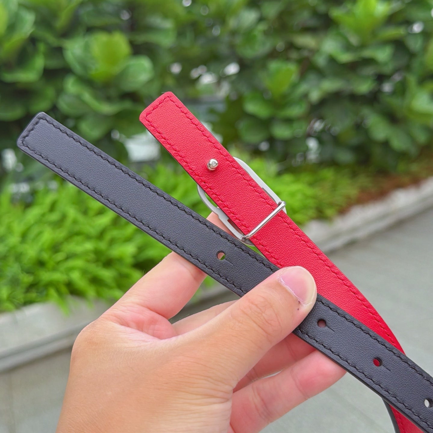 CD 2cm Icon Belt Black Sliver Calfskin 203167