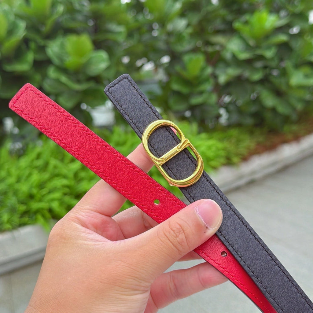 CD 2cm Icon Belt Black Gold Calfskin 203168