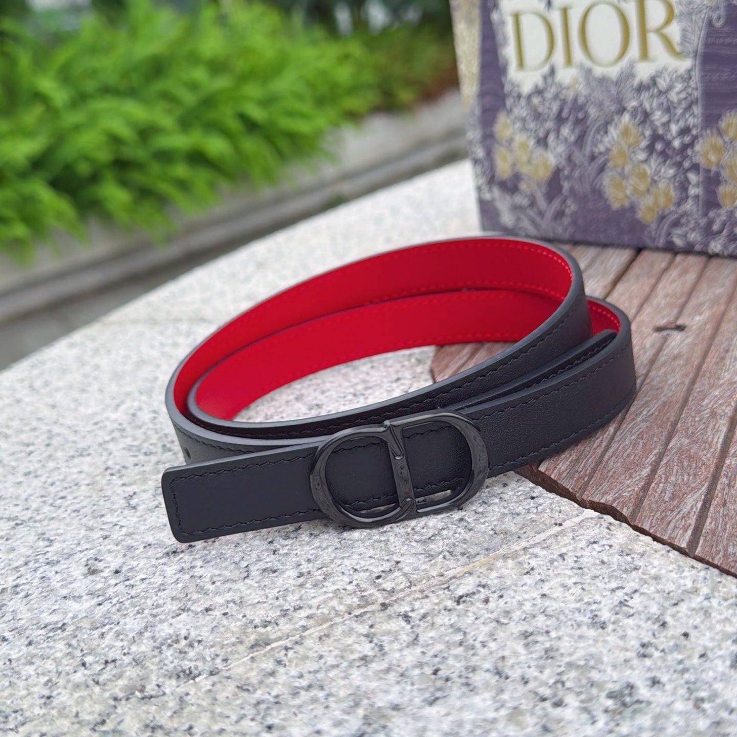 CD 2cm Icon Belt Black Calfskin 203166
