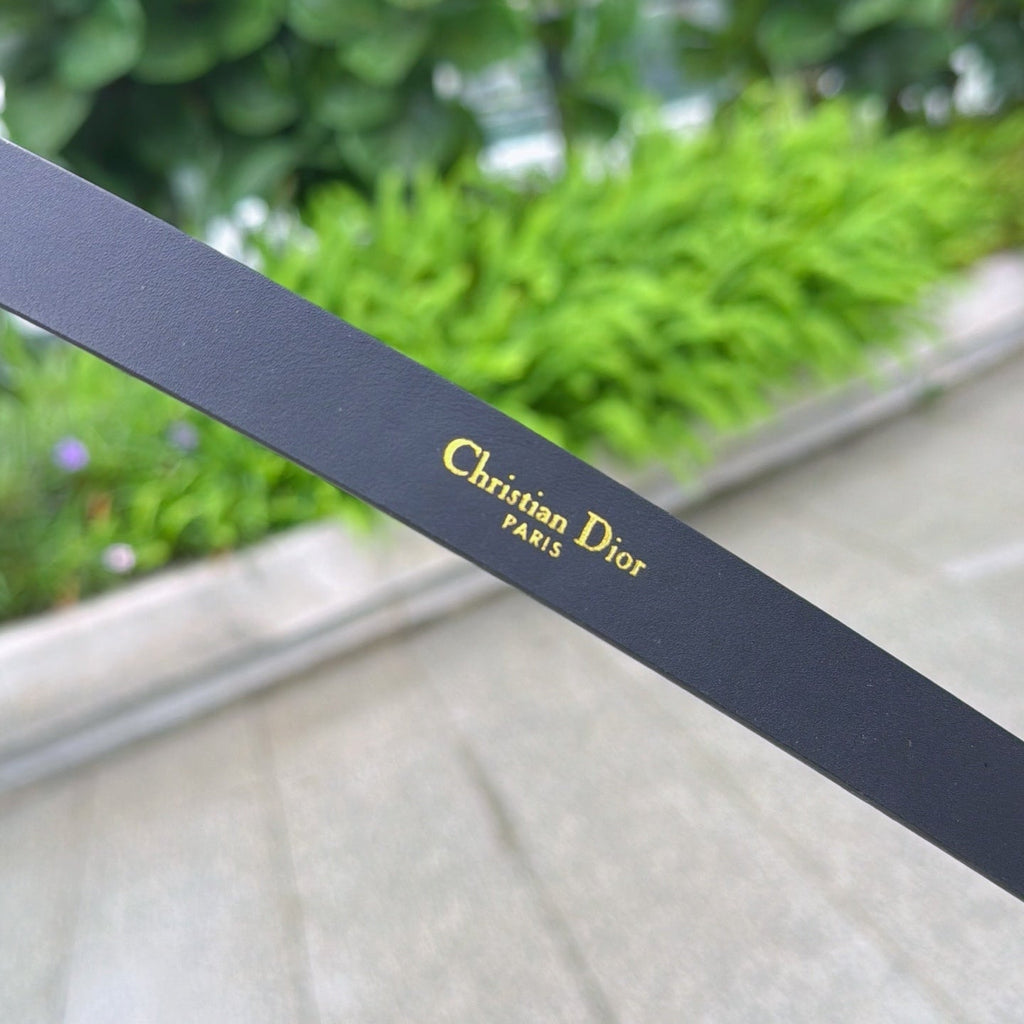 CD 2cm Icon Belt Muted Full Black Sliver Calfskin 203158