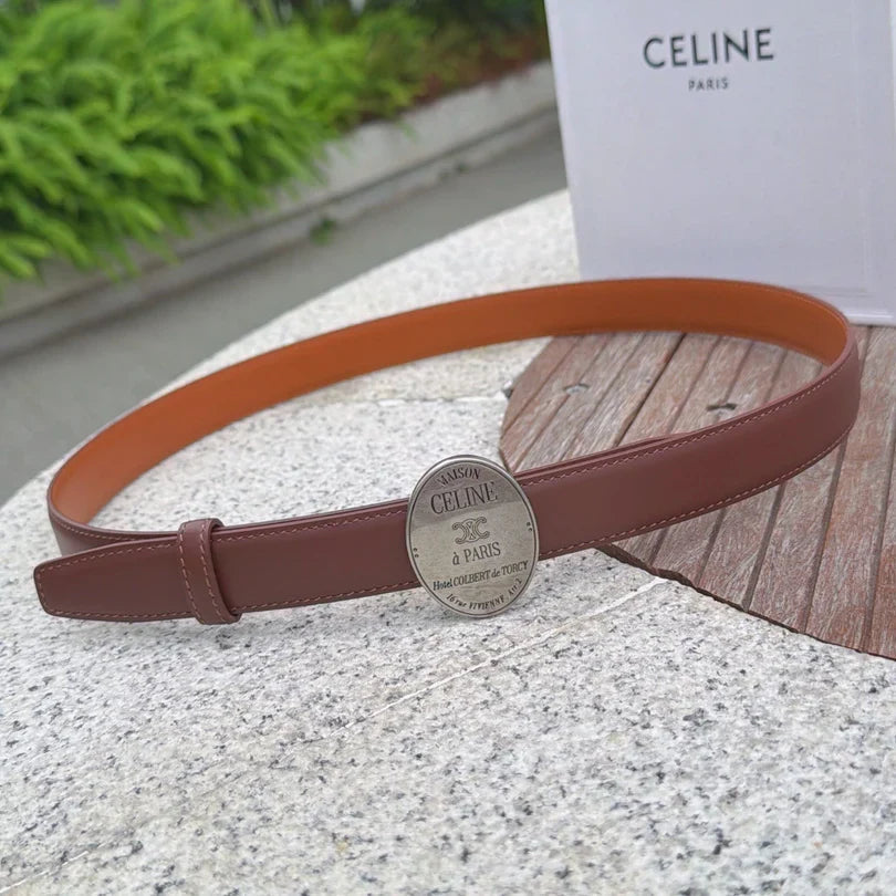 CL 2026 Double-sided Belt 2.5cm Cowhide Gold Silver Buckle