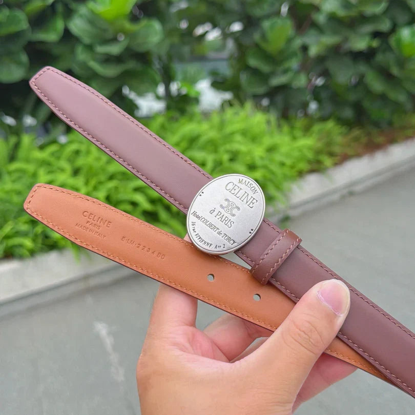 CL 2026 Double-sided Belt 2.5cm Cowhide Gold Silver Buckle