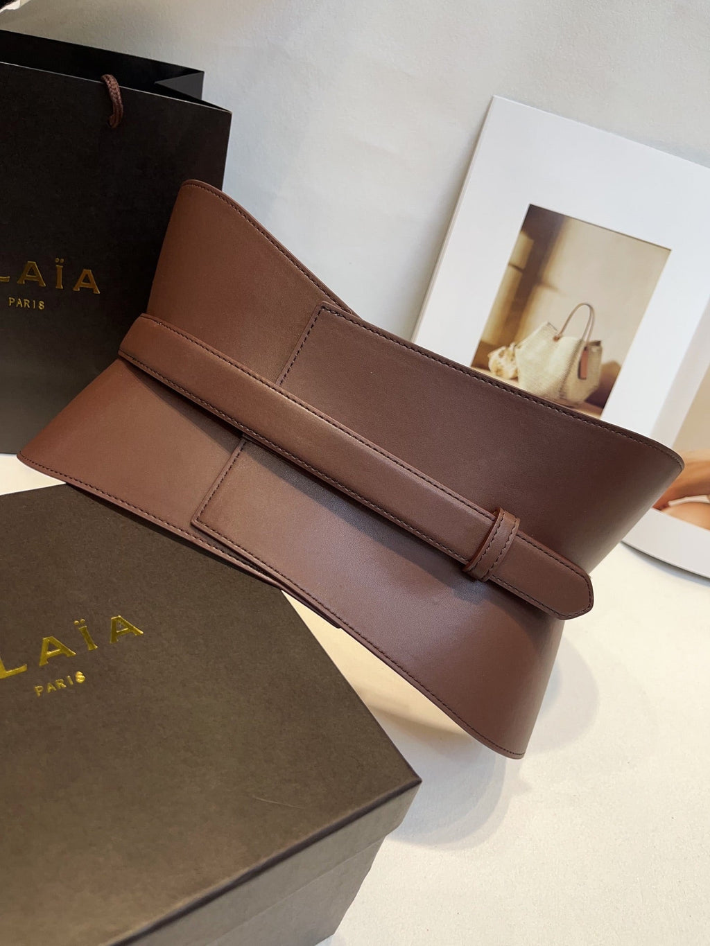 Alaia 26s Belt Coffee Sheepskin 203473