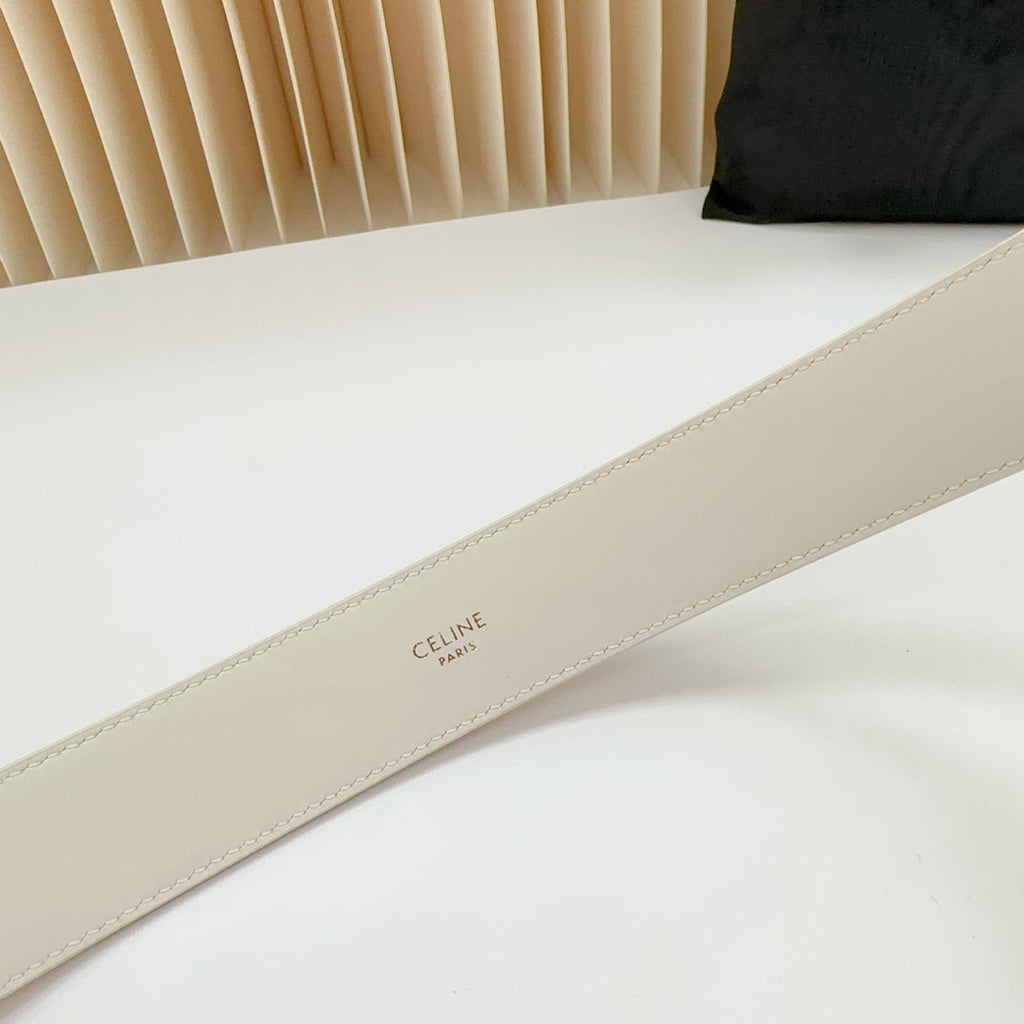 CEL Gold Western 35mm Belt White Cowhide 175054