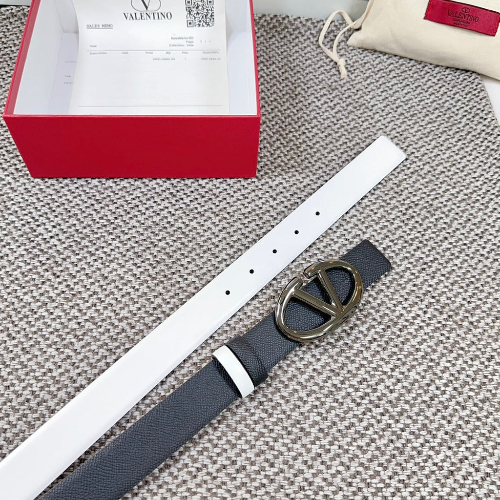 The Bold Edition Reversible Belt 30mm Black White Grained Calfskin Black Buckle