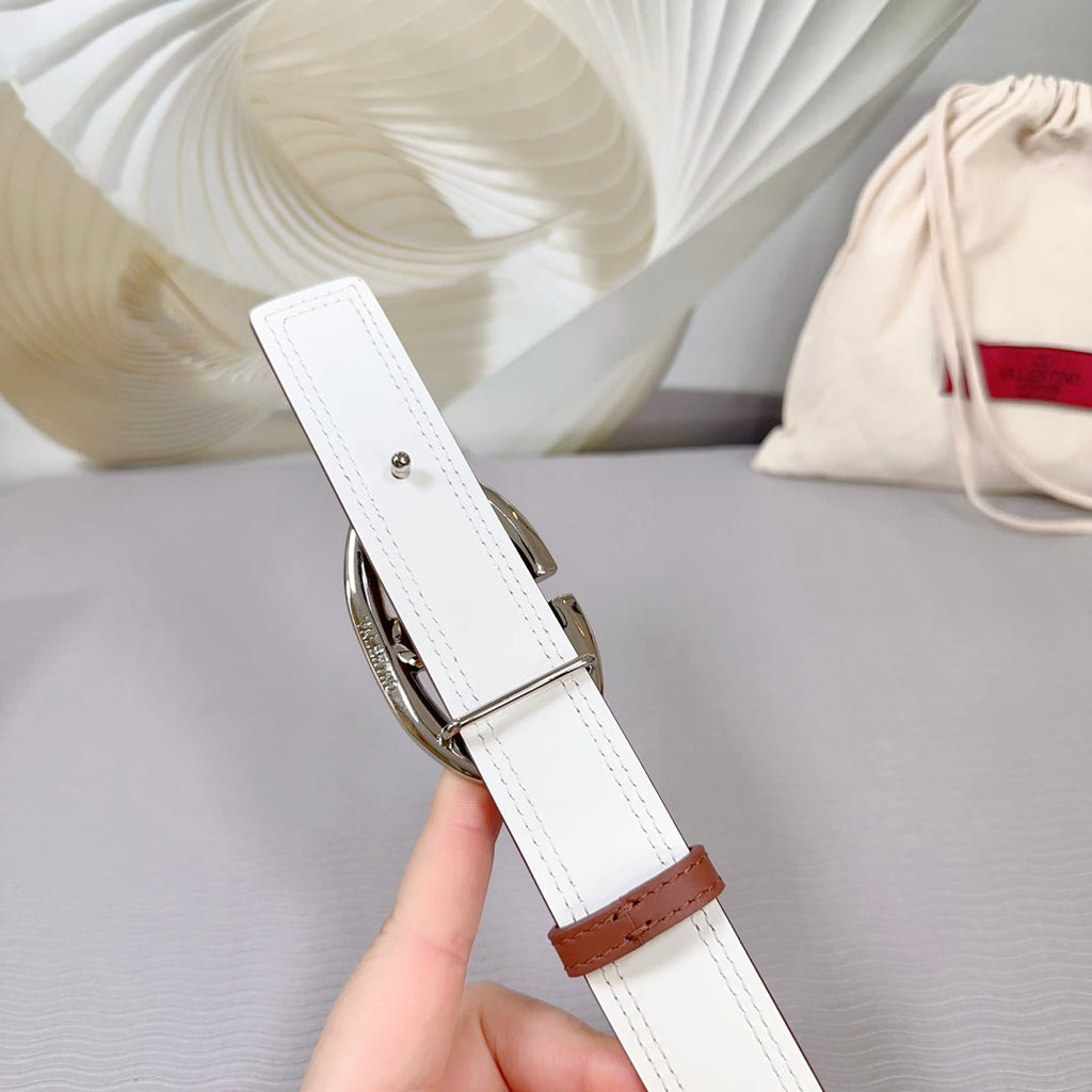 The Bold Edition Belt 30mm Brown White Calfskin Silver Buckle