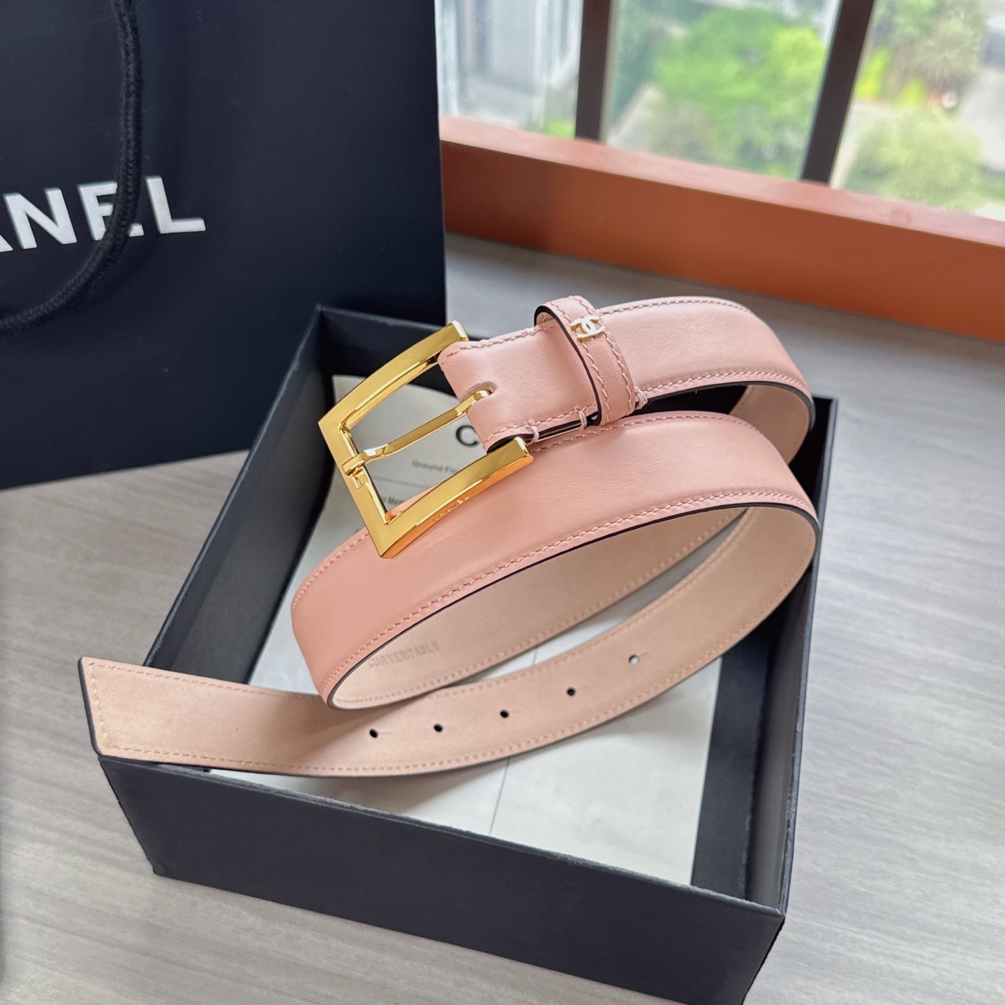 CC Belt 3cm Light Pink Cowhide 202942