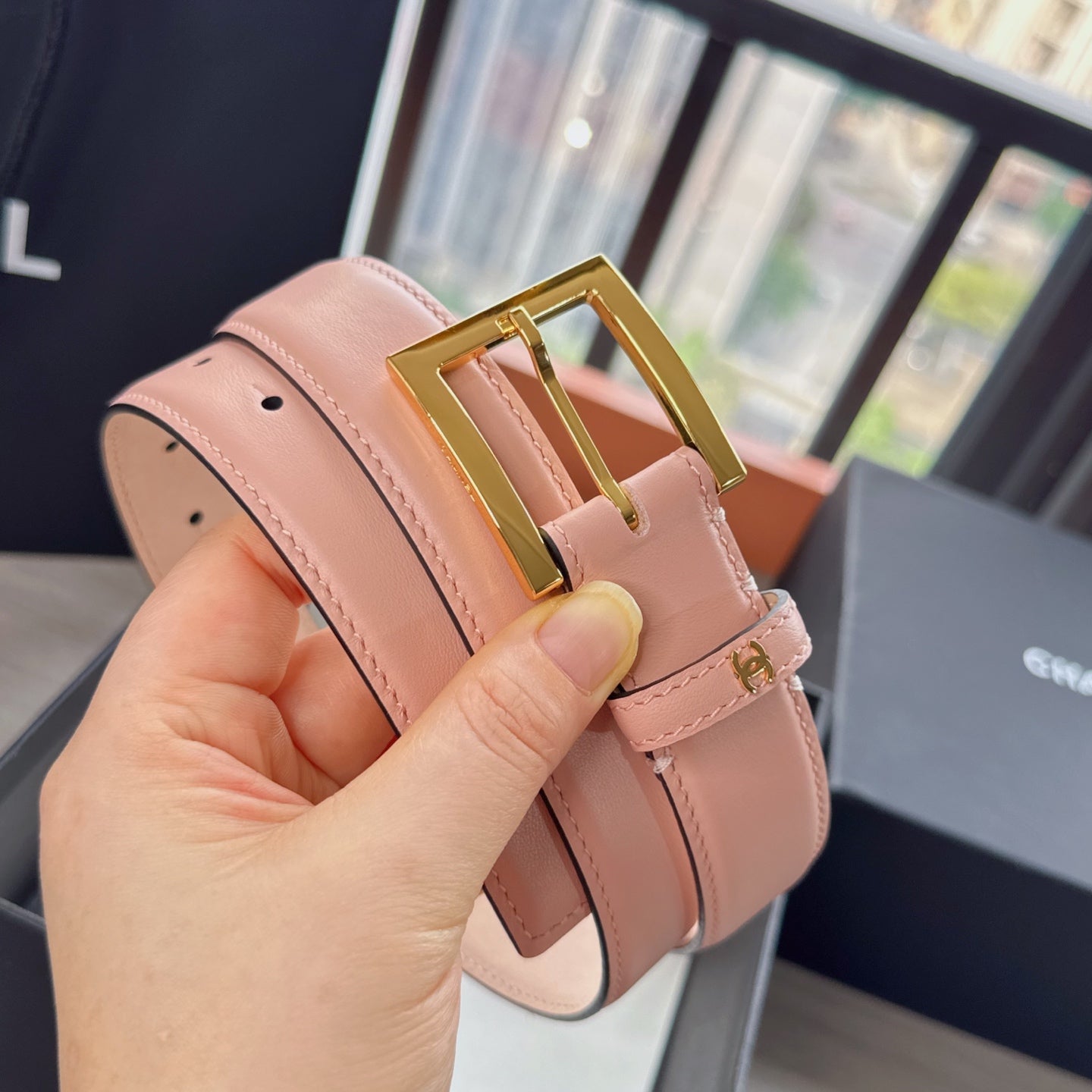 CC Belt 3cm Light Pink Cowhide 202942