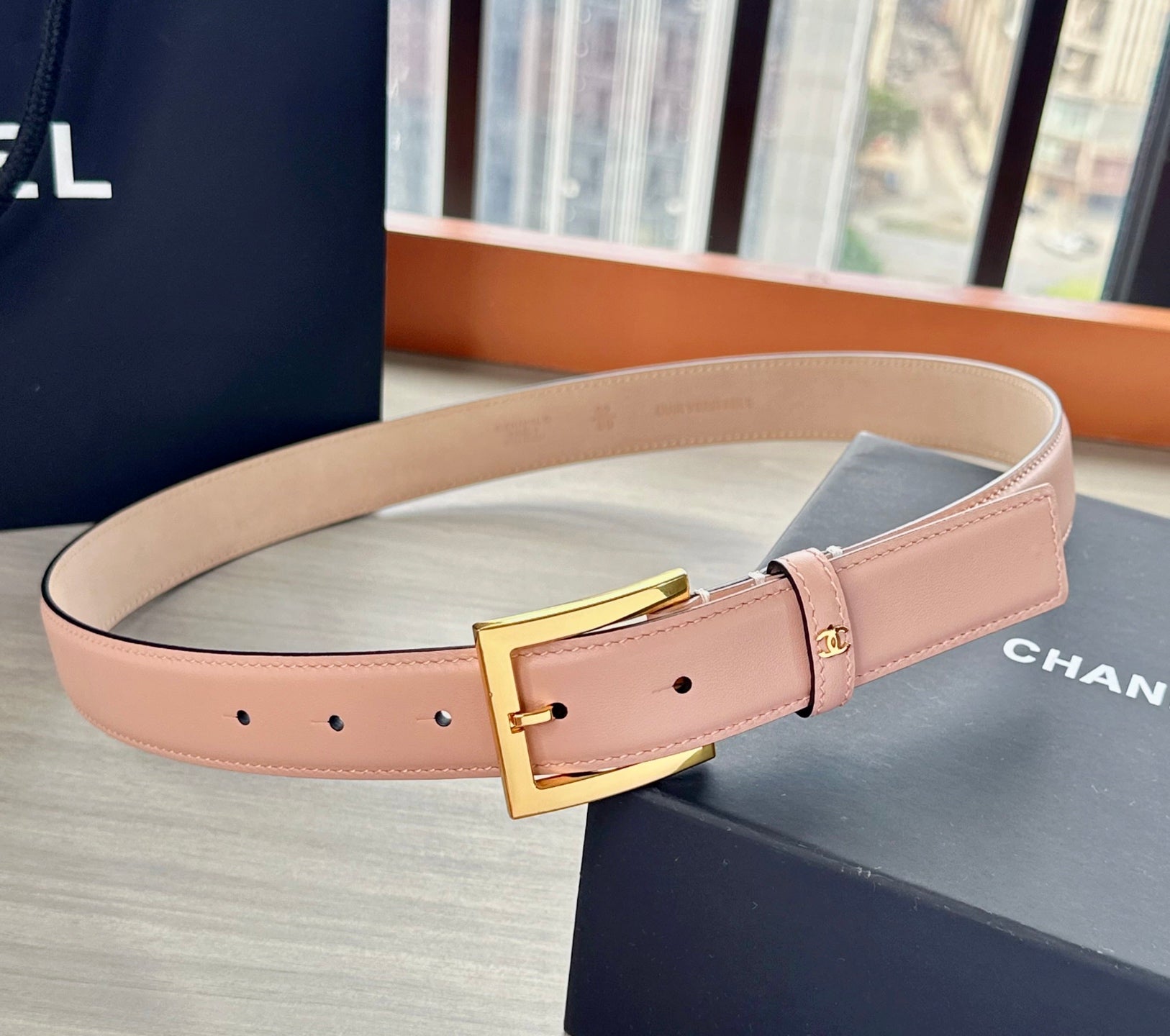 CC Belt 3cm Light Pink Cowhide 202942