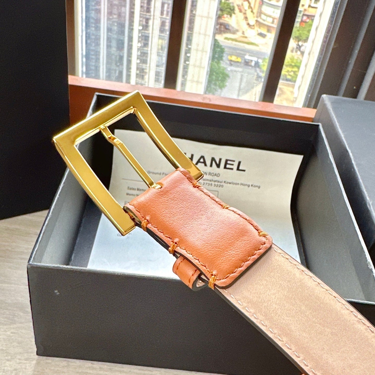 CC Belt 3cm Orange Cowhide 202939