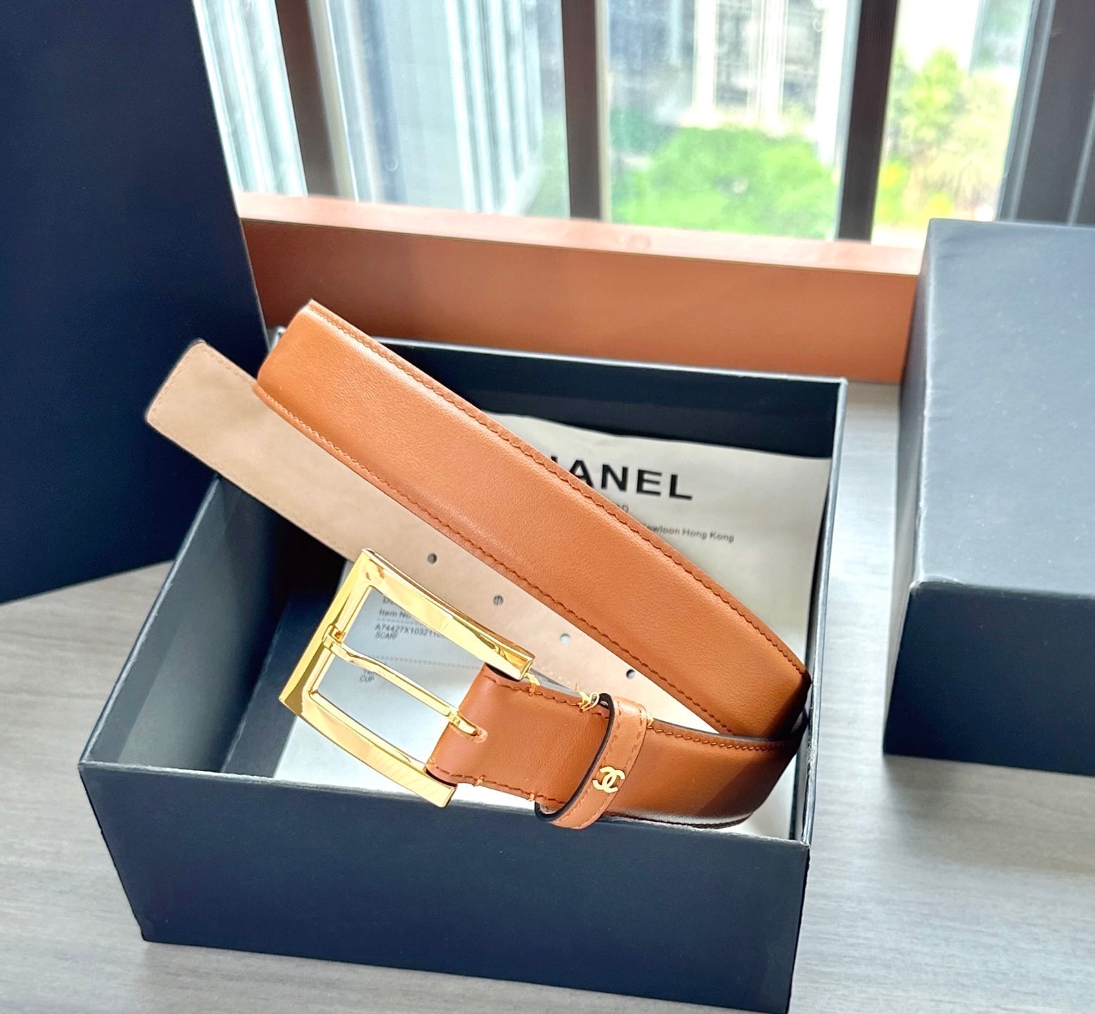 CC Belt 3cm Orange Cowhide 202939