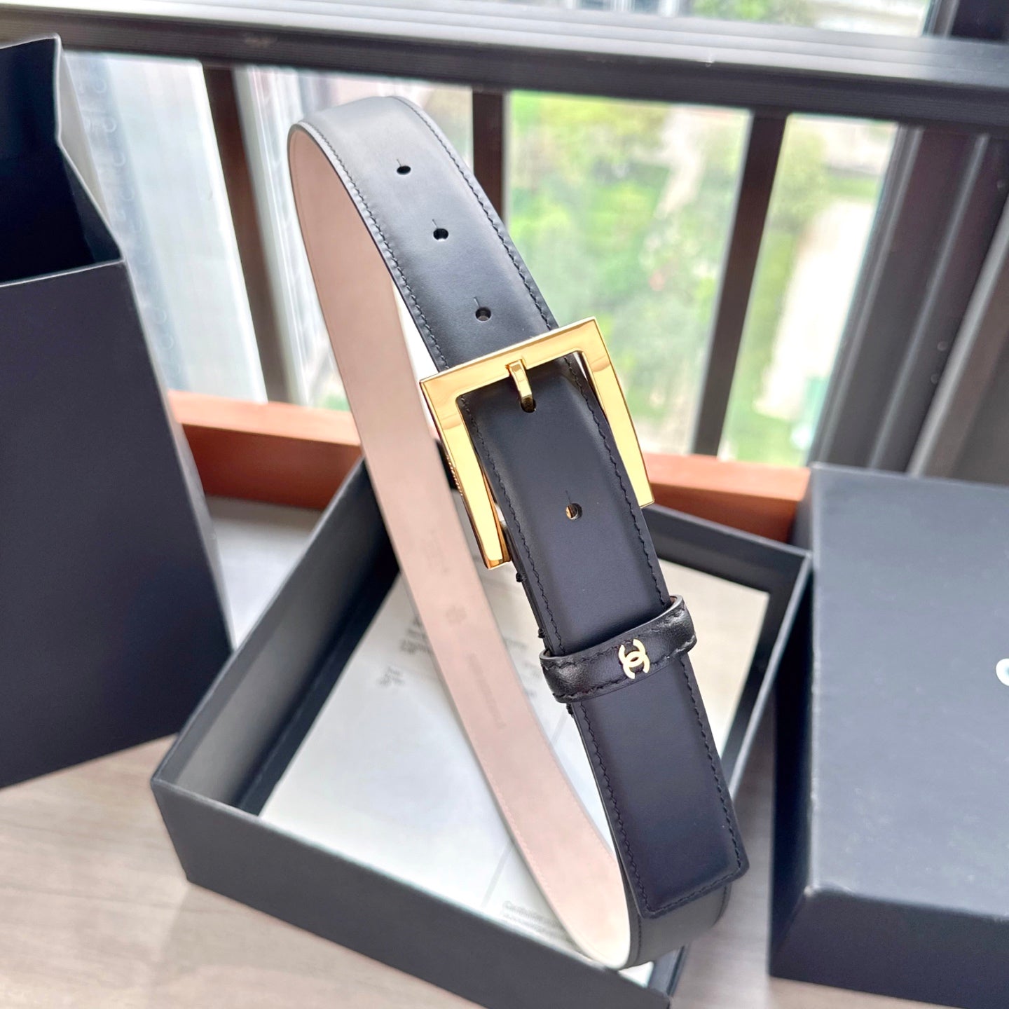 CC Belt 3cm Black Cowhide 202938