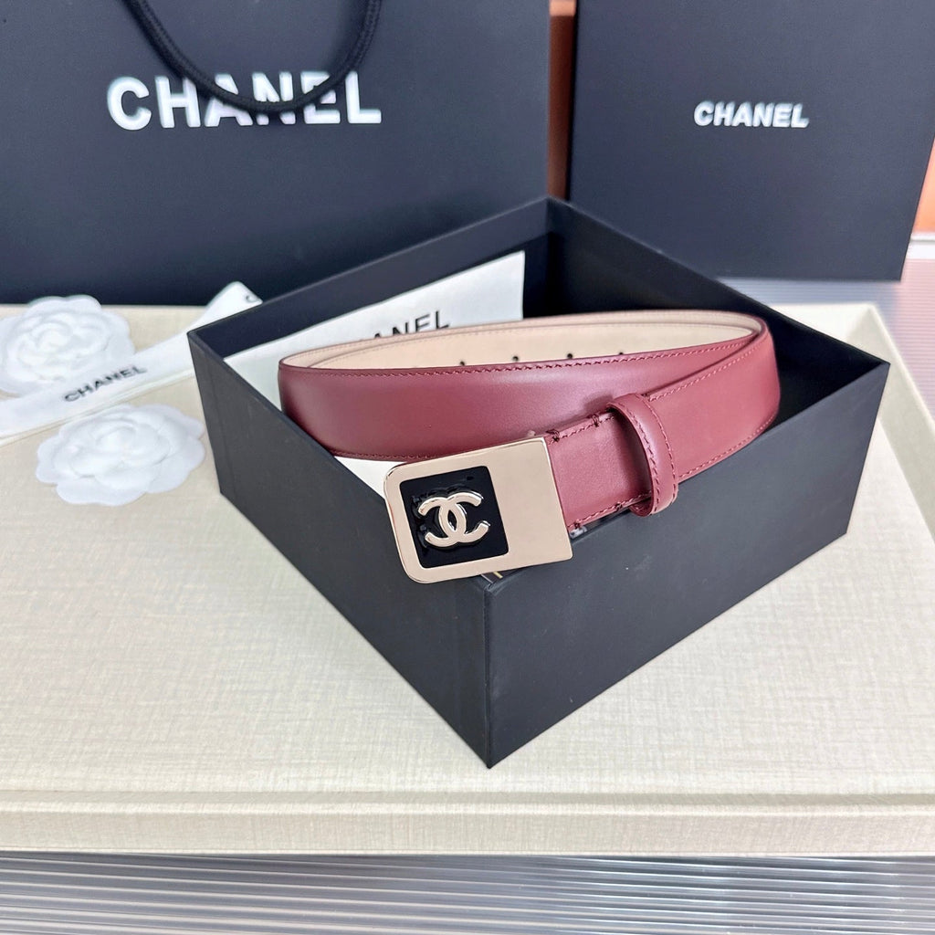 CC 3.0cm Belt Burgundy Lambskin 209357