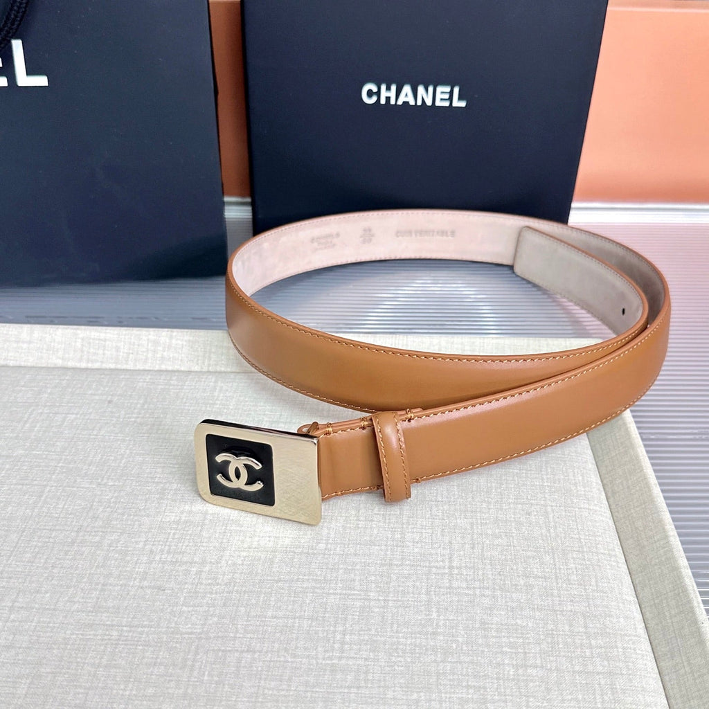 CC 3.0cm Belt Tan Lambskin 209358