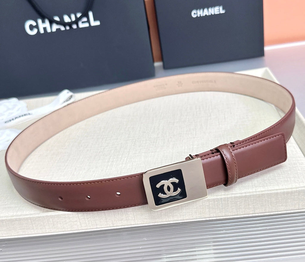 CC 3.0cm Belt Brown Lambskin 209359