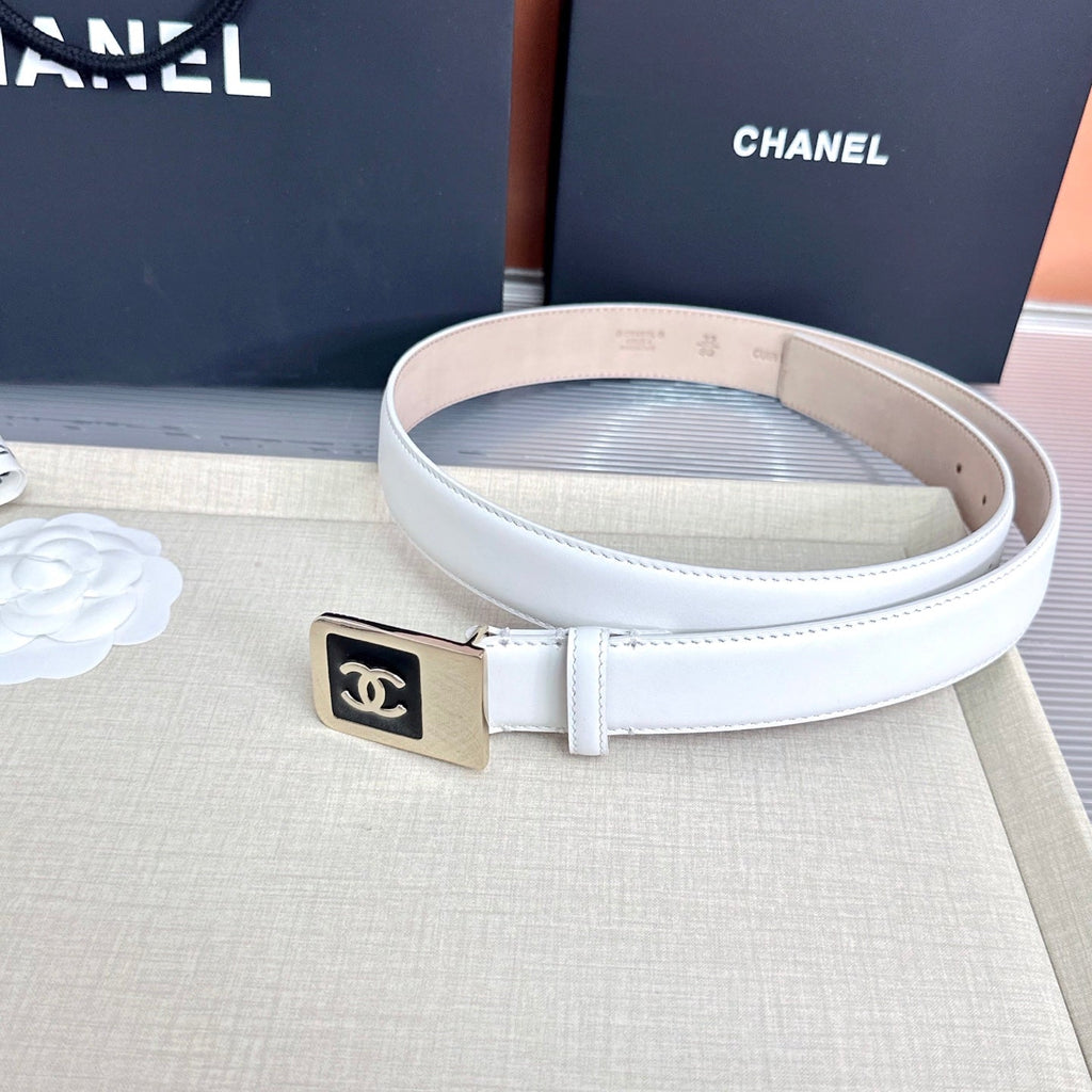 CC 3.0cm Belt White Lambskin 209360