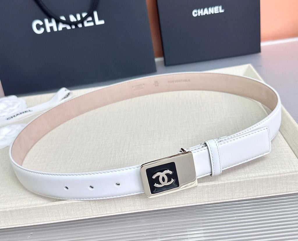 CC 3.0cm Belt White Lambskin 209360