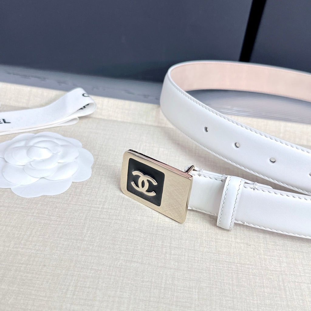 CC 3.0cm Belt White Lambskin 209360