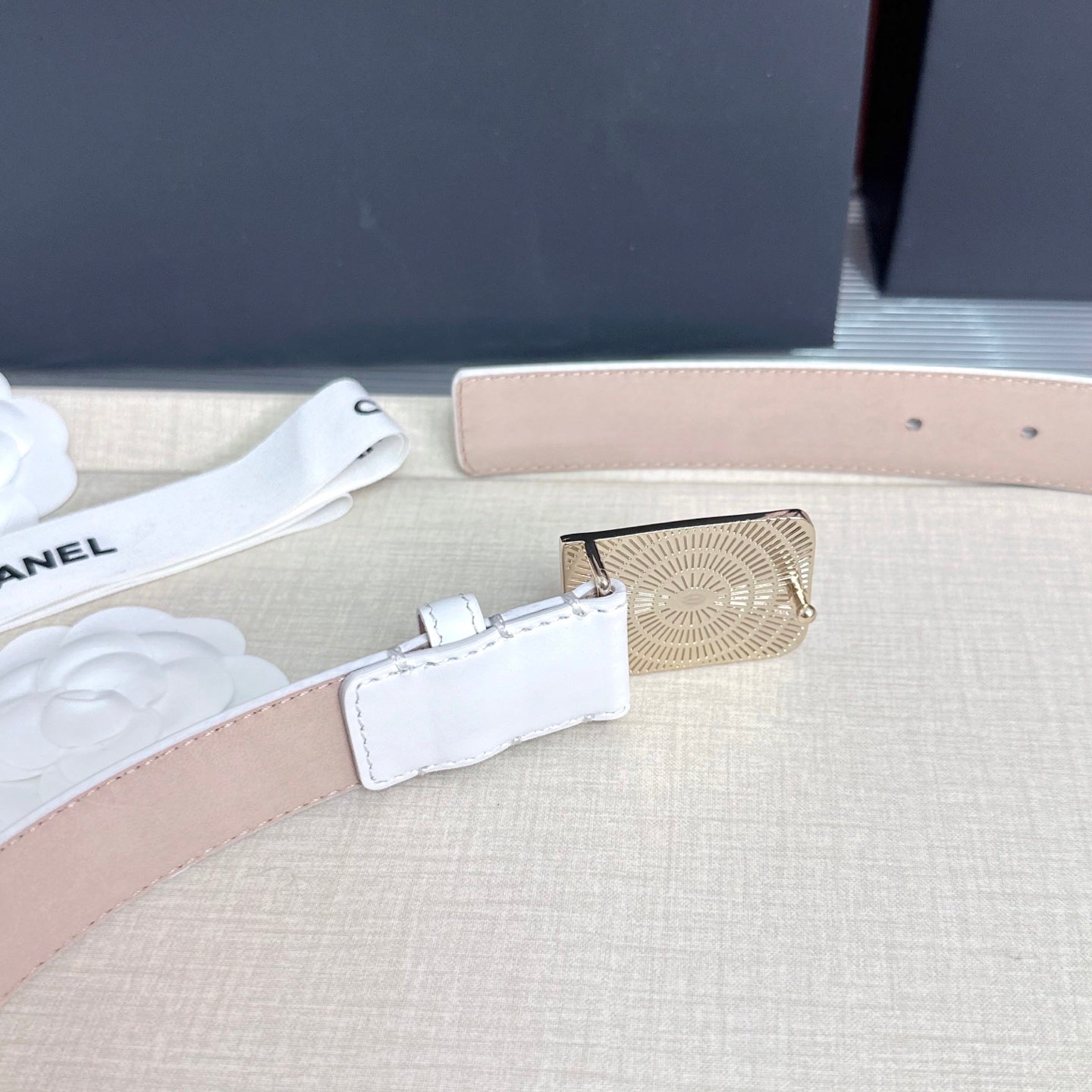 CC 3.0cm Belt White Lambskin 209360