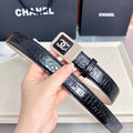 CC 3.0cm Belt Black Crocodile-Embossed 209363