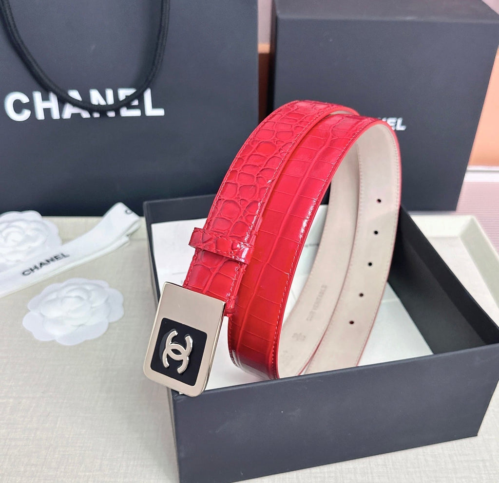 CC 3.0cm Belt Red Crocodile-Embossed 209364