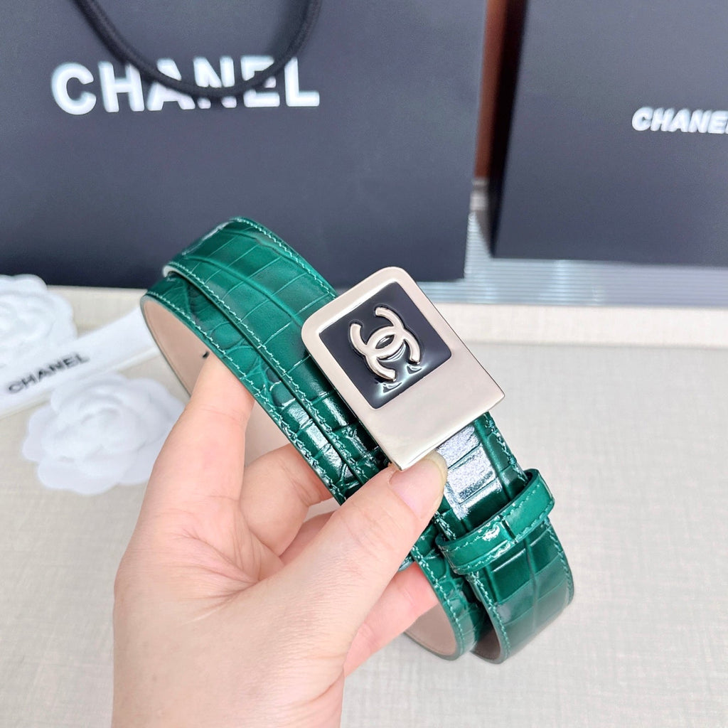 CC 3.0cm Belt Green Crocodile-Embossed 209365