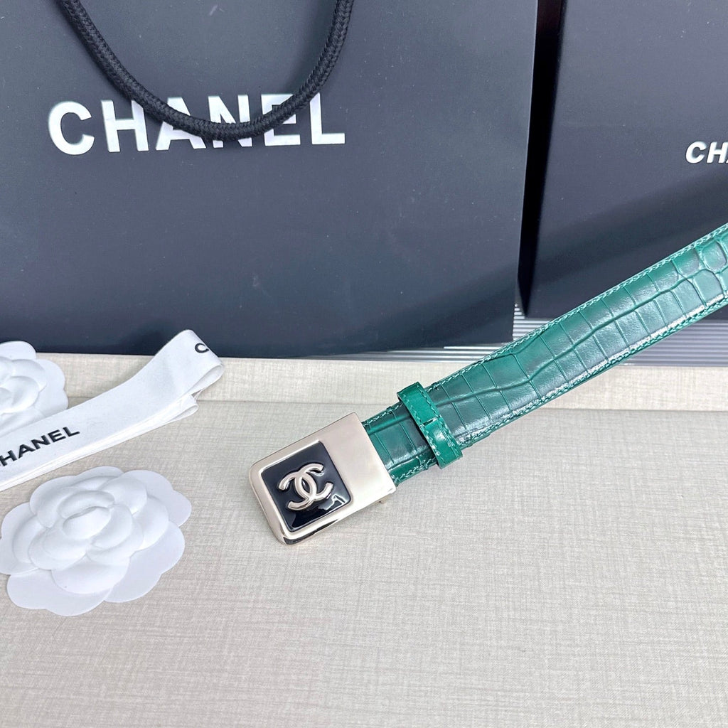CC 3.0cm Belt Green Crocodile-Embossed 209365