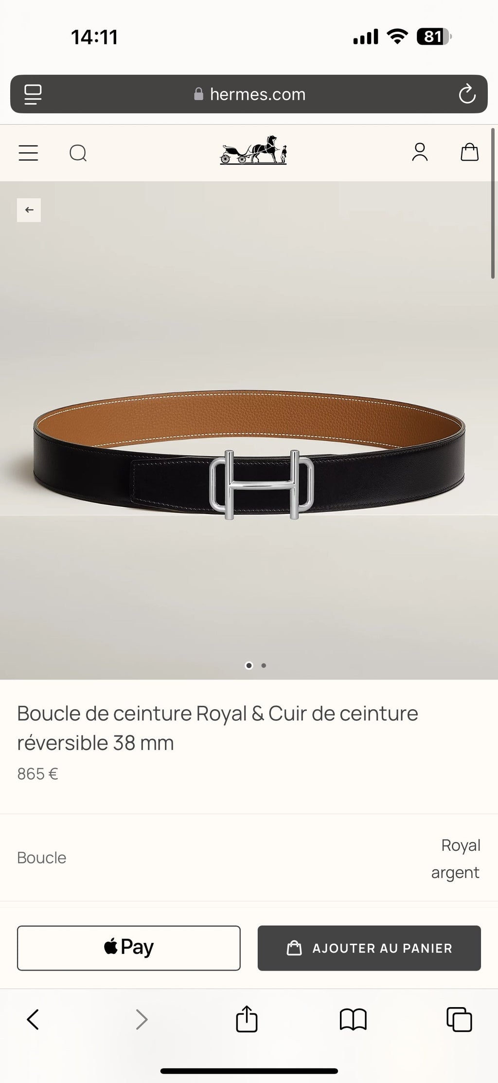 HM 38mm Royal Buckle Belt Black Brown Leather 188229