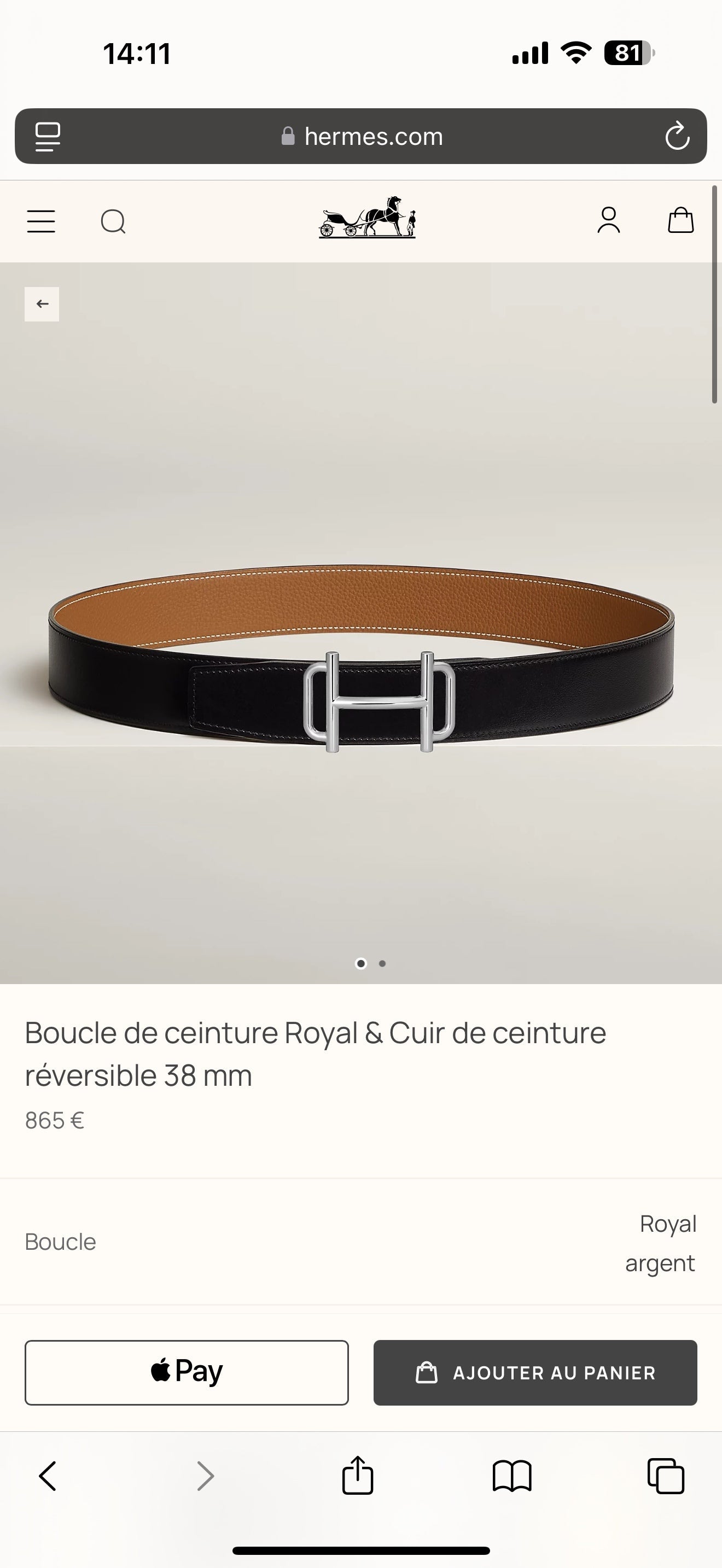 HM 38mm Royal Buckle Belt Black Brown Leather 188229