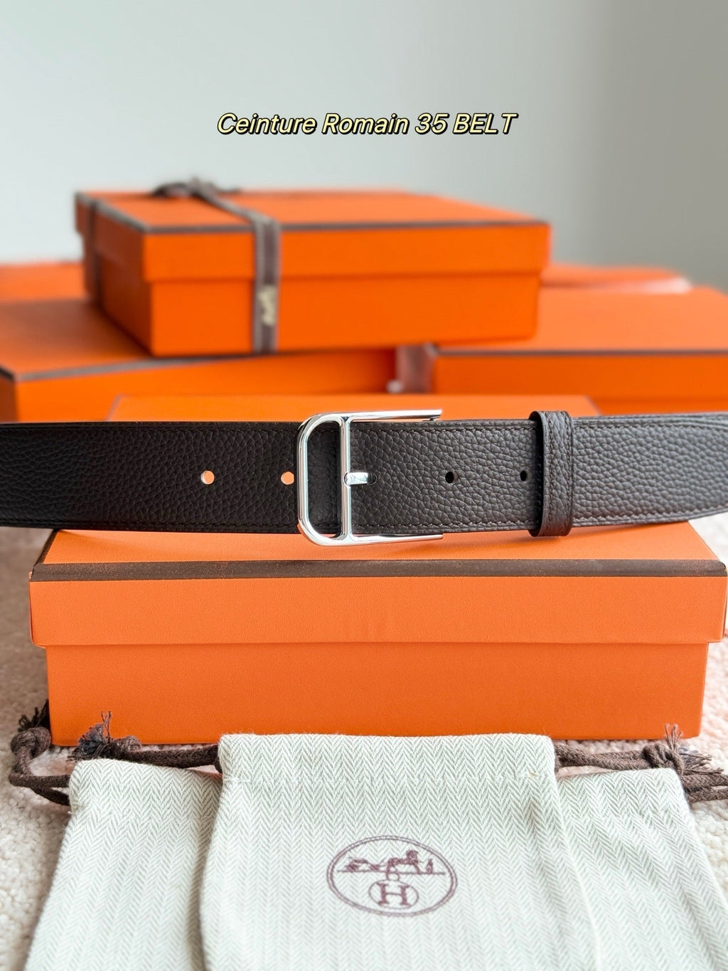 HM 35mm Romain Belt Ebony Leather 188400