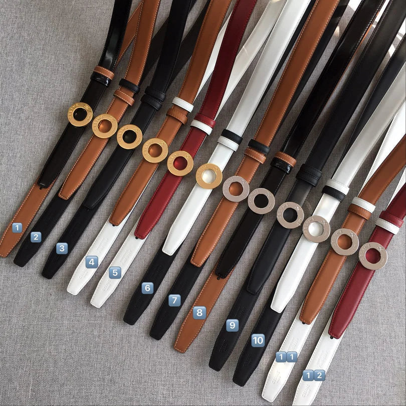 CL 2026 Disc Buckle & Reversible Strap Belt 2.5cm Leather