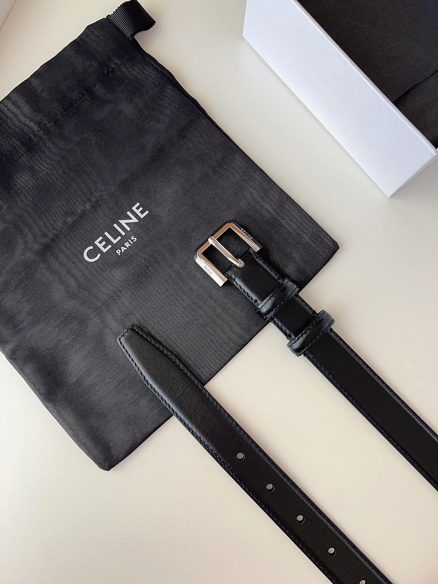 CL Sliver 25mm Triomphe Belt Black Cowhide 616411