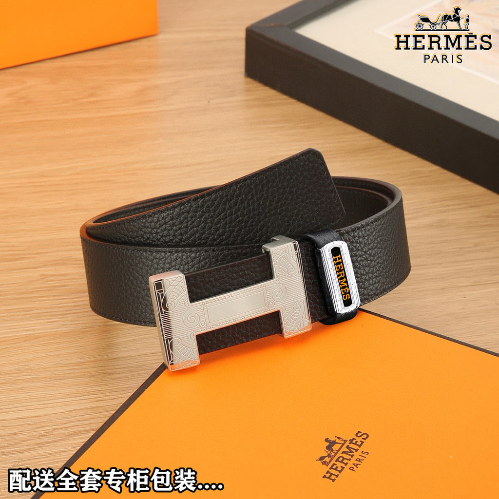 HM Constance Belt 38mm Black Togo Leather 619664