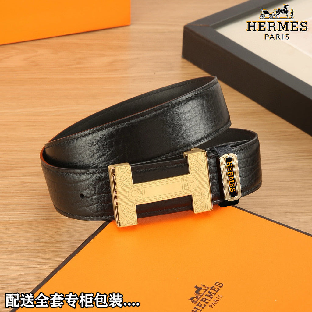 HM Constance Belt 38mm Black Togo Leather 619664