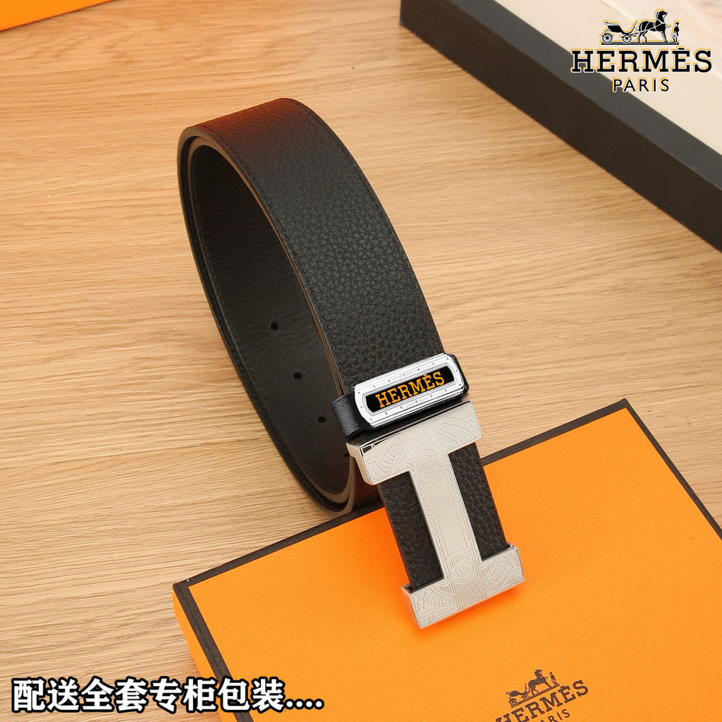 HM Constance Belt 38mm Black Togo Leather 619664
