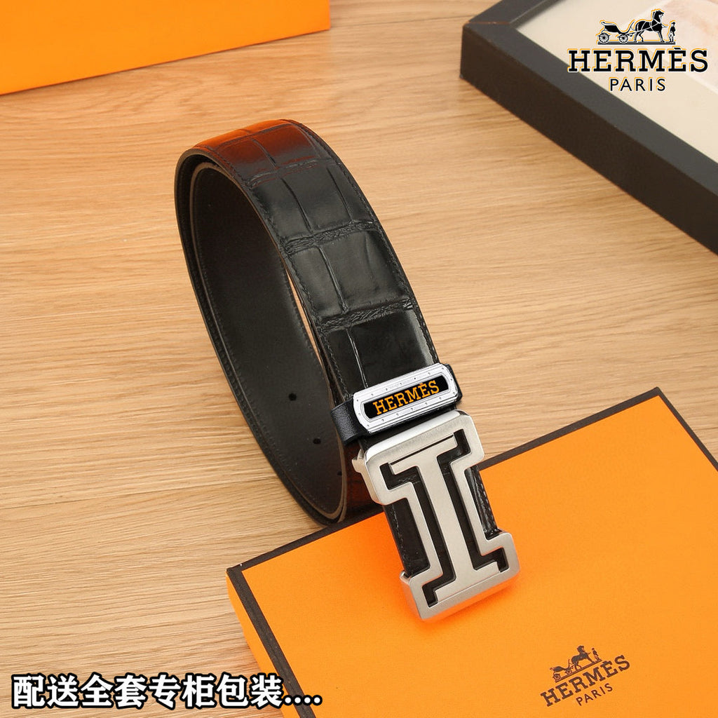 HM Constance Belt 38mm Black Togo Leather 619662