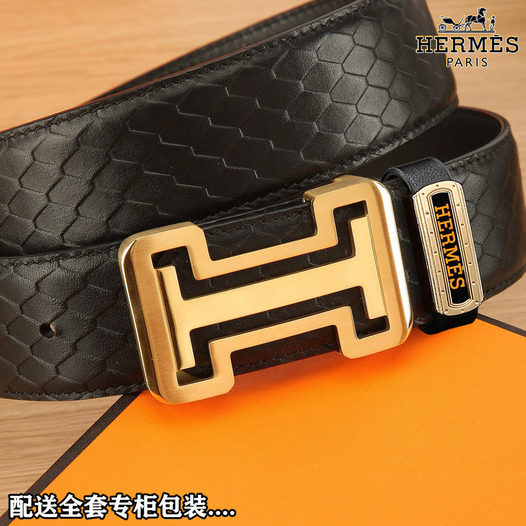 HM Constance Belt 38mm Black Togo Leather 619662