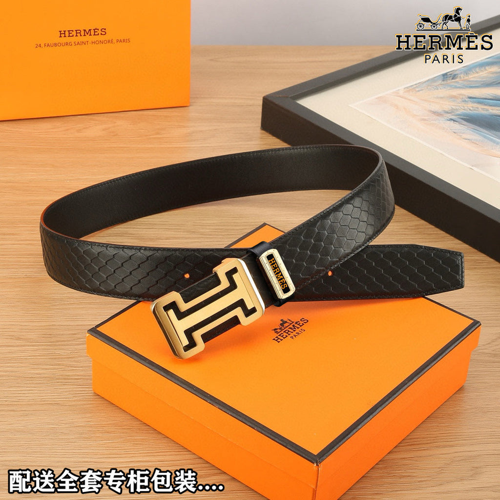 HM Constance Belt 38mm Black Togo Leather 619662
