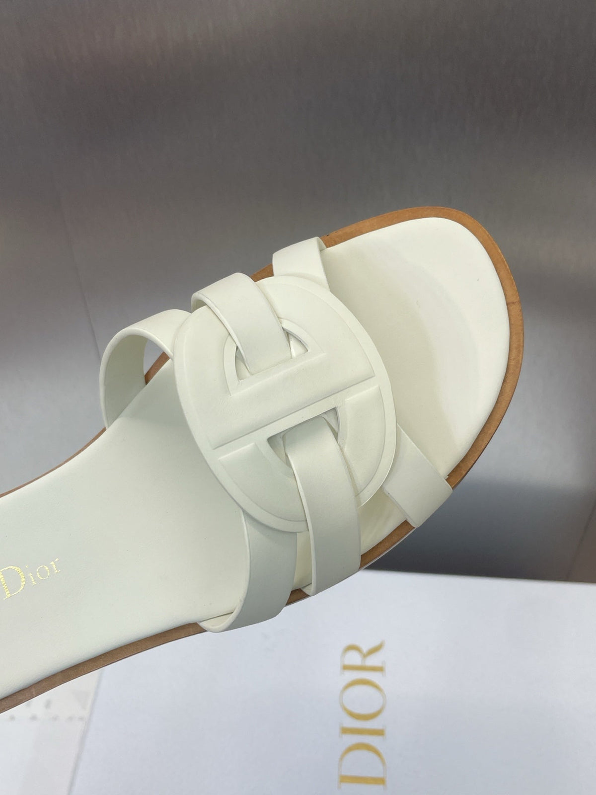 DIOR D-CLUB SLIDE SANDAL 25S IN WHITE CALFSKIN
