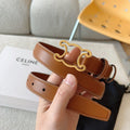 CL Gold 25mm Triomphe Enamel Brown Cowhide 607412