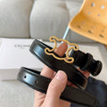 CL Gold 25mm Triomphe Enamel Black Cowhide 607413