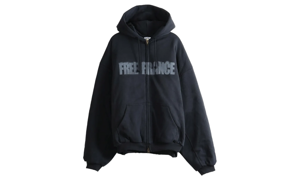 Puffed Zip-Up Hoodie Free France Sweatshirt "Washed Black" MH27BJ169B