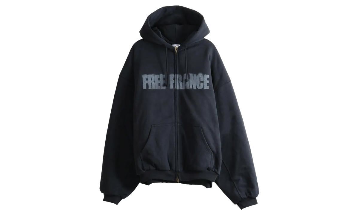 Puffed Zip-Up Hoodie Free France Sweatshirt "Washed Black" MH27BJ169B